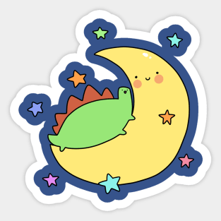 Crescent Moon and Stegosaurus Sticker